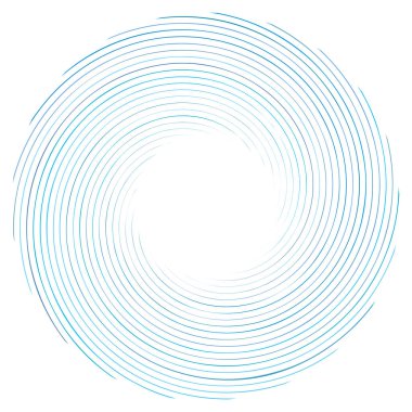 Soyut spiral, büküm. Radyal girdap, kıvrımlı, dalgalı çizgiler elemanı. Dairesel, eşmerkezli döngü deseni. Dön, girdap tasarımı. Kasırga, girdap illüstrasyon