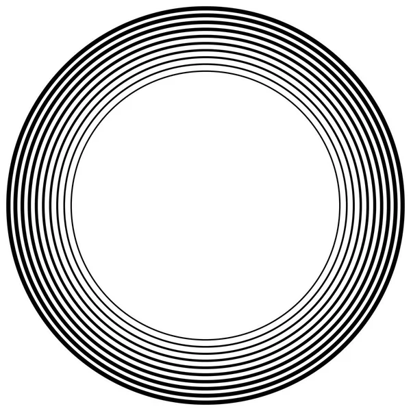 Patrón concéntrico, círculos radiales. Espiral radiante y circular , — Vector de stock