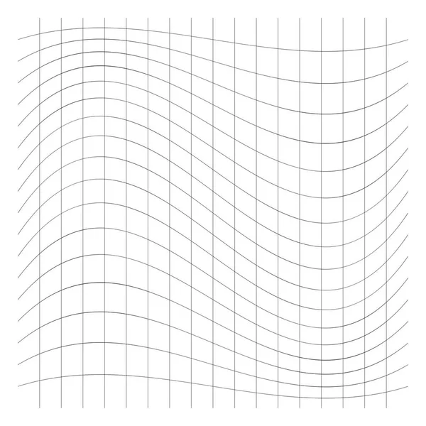 Griglia ondulata e ondulata, rete di linee sottili. Stringere, allungare distorcere — Vettoriale Stock