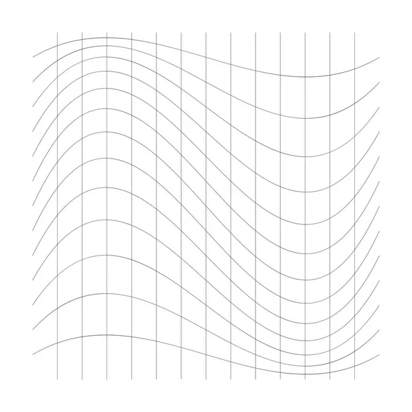 Wavy, waving grid, mesh of thin lines. Squeeze, stretch distort — Stock Vector