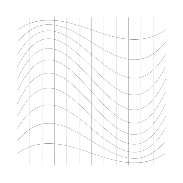 Vågig, viftande rutnät, mesh av tunna linjer. Pressa, stretch snedvrida — Stock vektor