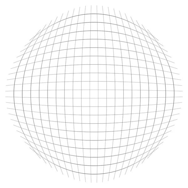 Orbe, esfera con malla cuadrada, cuadrícula. Circular, concéntrica e — Vector de stock