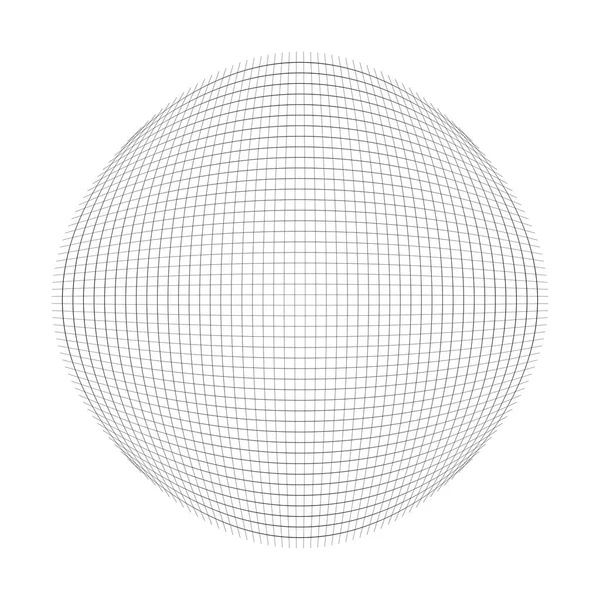 Orbe, esfera con malla cuadrada, cuadrícula. Circular, concéntrica e — Vector de stock