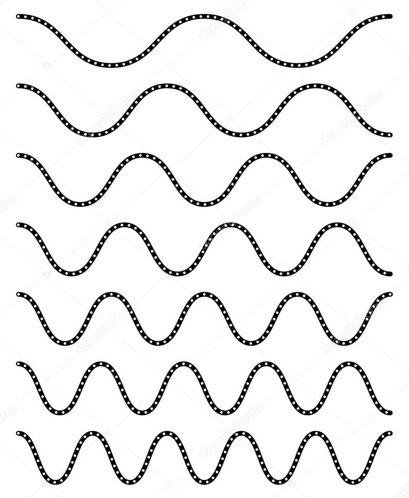 Wavy, billow (zigzag) line element set. Lines with waving effect