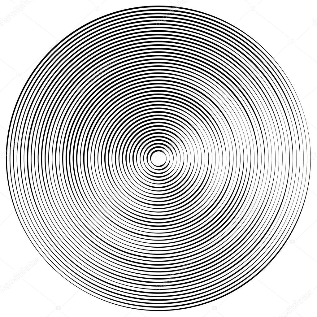 Concentric, radial circles pattern. Radiating, circular spiral, 