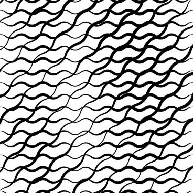 Dalgalı, sallanan, zikzak çizgiler crosshatch ızgara, örgü desen. Abstra
