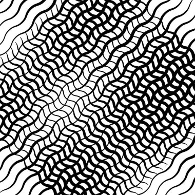 Dalgalı, sallanan, zikzak çizgiler crosshatch ızgara, örgü desen. Abstra
