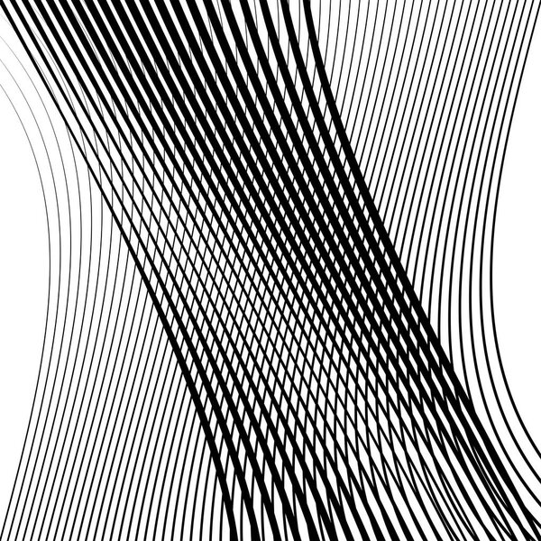 Waving, wavy lines pattern. Billowy, undulating tangle lines gri