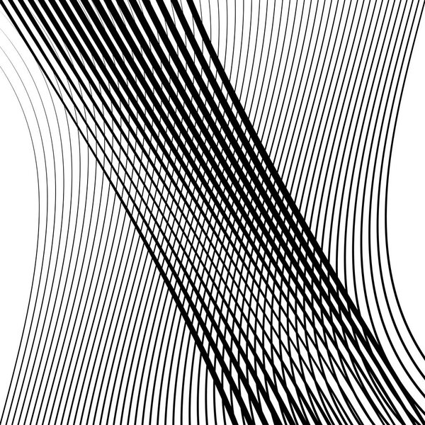 Waving, wavy lines pattern. Billowy, undulating tangle lines gri