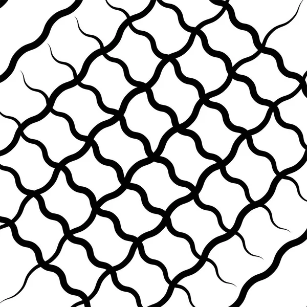Wellenförmige, winkende, zickzackige Linien kreuzen Gitter, Maschenmuster. abstra — Stockvektor