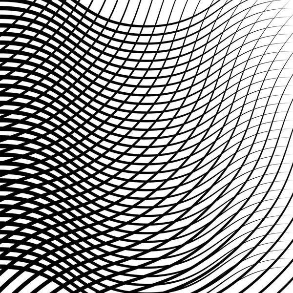 Golvend, zwaaiende, zigzag lijnen Crosshatch grid, mesh patroon. Abstra — Stockvector
