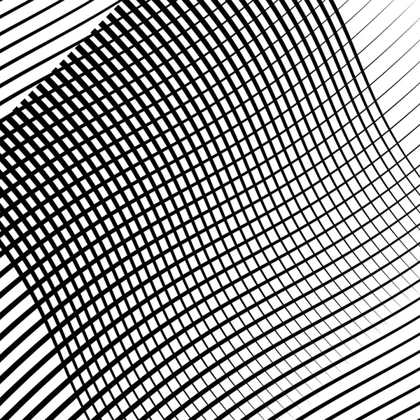 Golvend, zwaaiende, zigzag lijnen Crosshatch grid, mesh patroon. Abstra — Stockvector