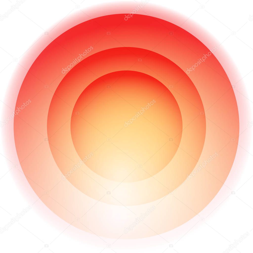 Shiny, blurry radial, radiating circles, rings. Concentric color