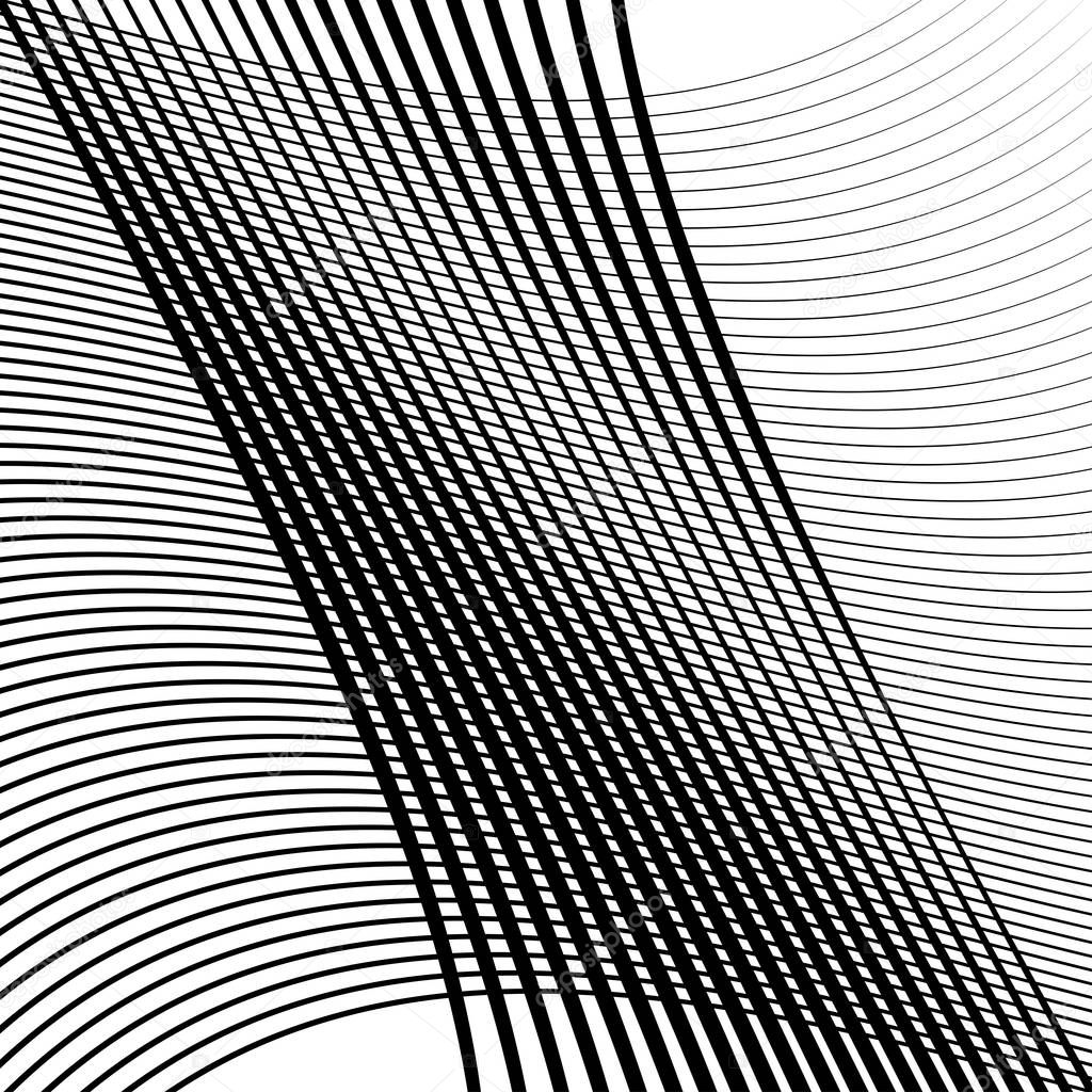Waving, wavy lines pattern. Billowy, undulating tangle lines gri