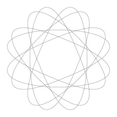 Editable hatları ile dairesel geometrik tasarım elemanı(lar) (outlin