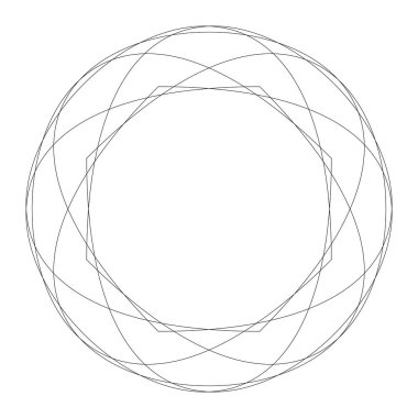 Editable hatları ile dairesel geometrik tasarım elemanı(lar) (outlin