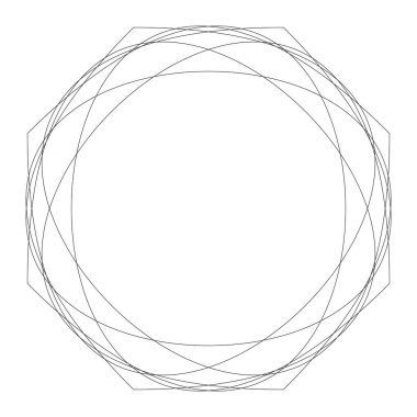 Editable hatları ile dairesel geometrik tasarım elemanı(lar) (outlin