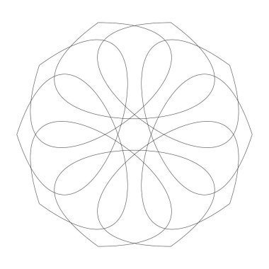 Editable hatları ile dairesel geometrik tasarım elemanı(lar) (outlin