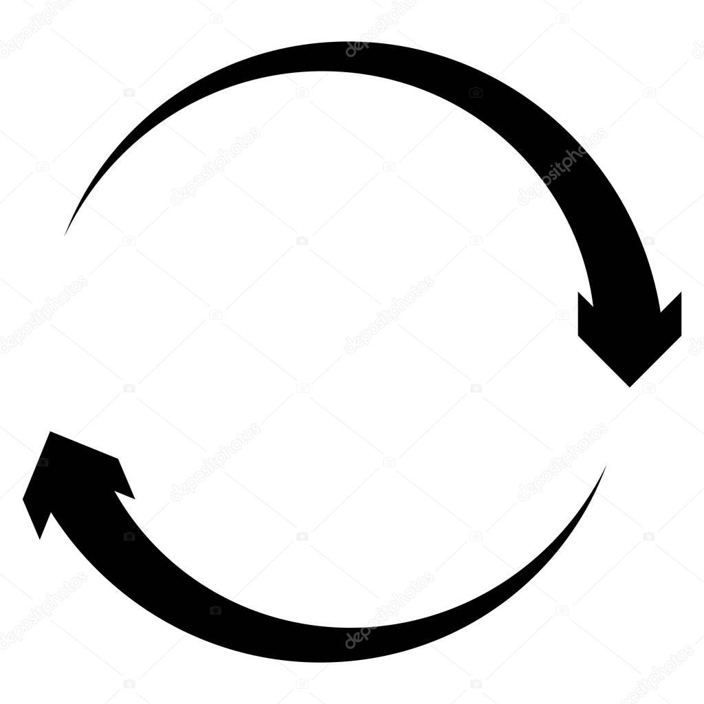 Circular, circle arrow right. Radial arrow icon, symbol. Clockwi