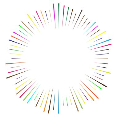 Radyal, yayılan çizgiler, kollar. Dairesel ışınlar, Kirişler. Multicolo