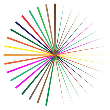 Radyal, yayılan çizgiler, kollar. Dairesel ışınlar, Kirişler. Multicolo
