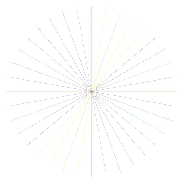 Radiella, utstrålande linjer, ekrar. Cirkulära strålar, balkar. Multicolo — Stock vektor