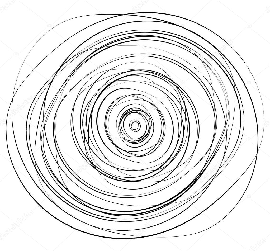 Concentric circles. Radial, radiating rings. Abstract circular i