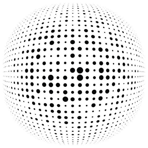Halvtonspunkter, cirklar, prickiga element. Sphere, Orb eller Globe di — Stock vektor