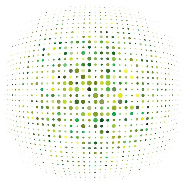 Pontos de meio tom, círculos, elemento pontilhado. Esfera, esfera ou globo di — Vetor de Stock