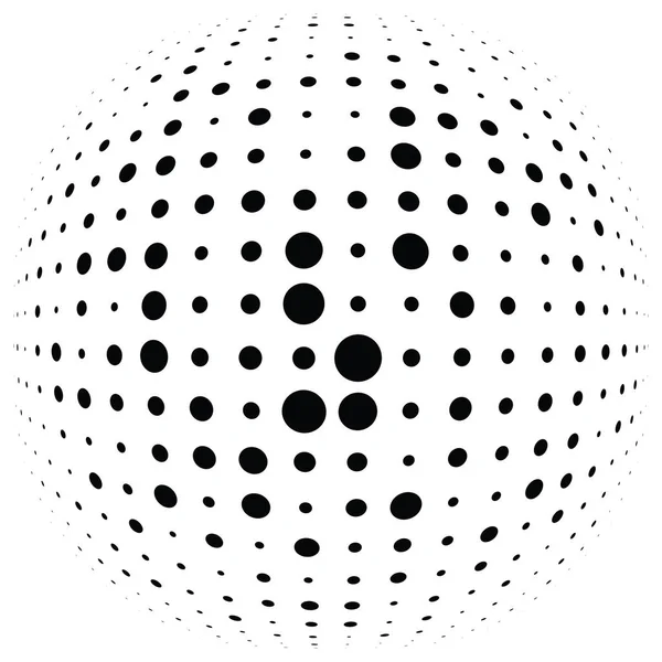 Puntini mezzitoni, cerchi, elemento tratteggiato. Sfera, sfera o globo di — Vettoriale Stock