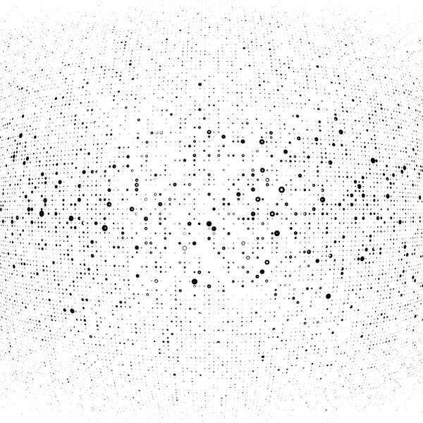 Half-tone dots. Dotted, circles pattern. Sphere, orb or globe di