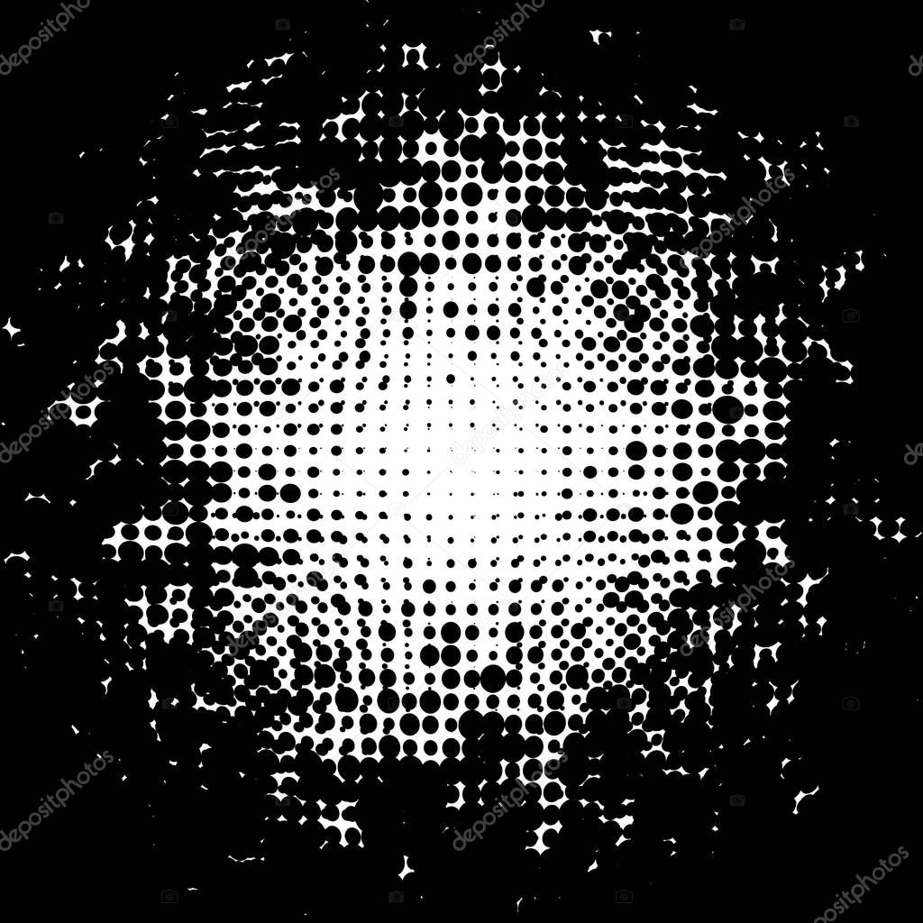 Half-tone dots. Dotted, circles pattern. Sphere, orb or globe di