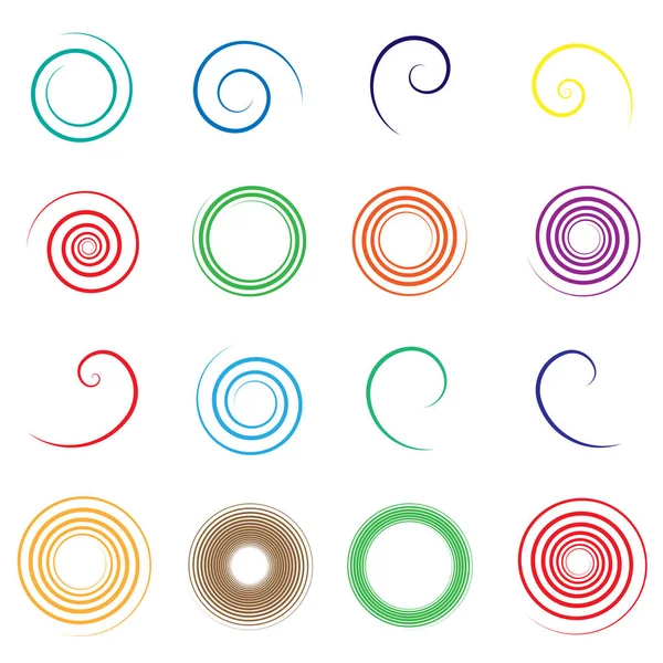 Espiral Abstracta Giro Elemento Diseño Bine Tendril Remolino Radial Líneas — Vector de stock