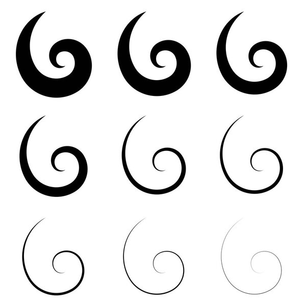 Abstract spiral, twist. "Bine", "tendril" design element.Radial swirl, twirl wavy, curvy lines.Circular, concentric loop.Revolve, rotary, whirl design.Whirlwind, whirlpool illustration. Vortex pattern