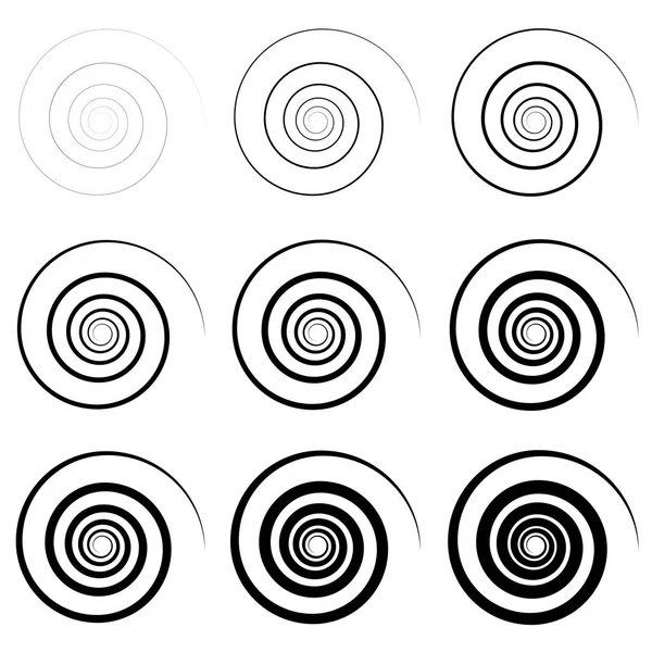 Espiral Abstracta Giro Elemento Diseño Bine Tendril Remolino Radial Líneas — Vector de stock