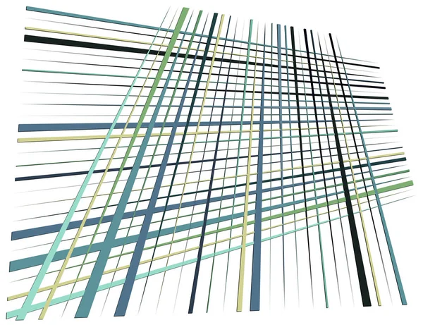 Grade, malha com linhas dinâmicas. A cruzar riscas. Irregular g —  Vetores de Stock
