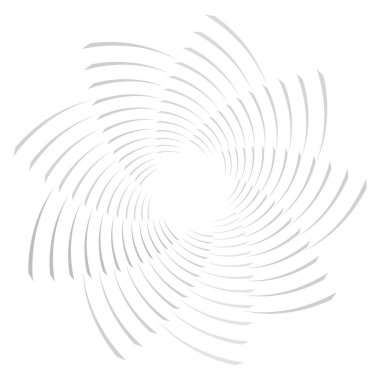 Soyut spiral, büküm. Radyal girdap, kıvrımlı, dalgalı çizgiler elemanı. Dairesel, eşmerkezli döngü deseni. Dön, girdap tasarımı. Kasırga, girdap illüstrasyon