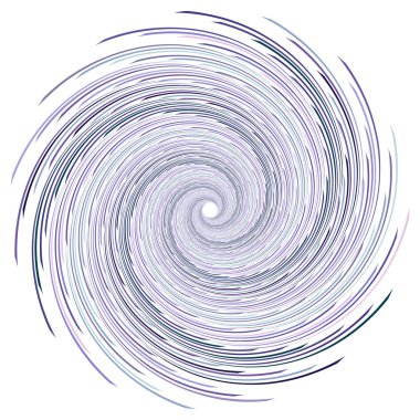 Soyut spiral, büküm. Radyal girdap, kıvrımlı, dalgalı çizgiler elemanı. Dairesel, eşmerkezli döngü deseni. Dön, girdap tasarımı. Kasırga, girdap illüstrasyon