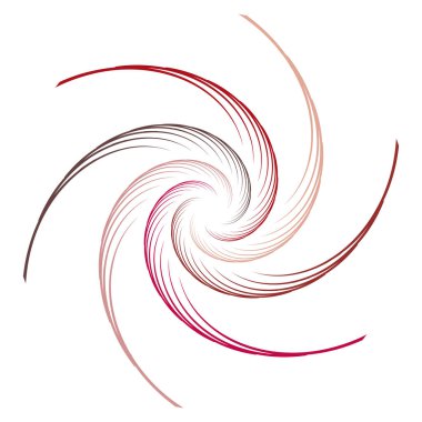 Soyut spiral, büküm. Radyal girdap, kıvrımlı, dalgalı çizgiler elemanı. Dairesel, eşmerkezli döngü deseni. Dön, girdap tasarımı. Kasırga, girdap illüstrasyon