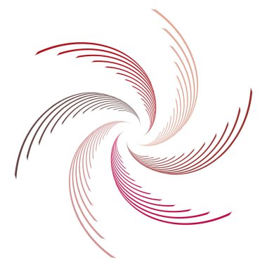 Soyut spiral, büküm. Radyal girdap, kıvrımlı, dalgalı çizgiler elemanı. Dairesel, eşmerkezli döngü deseni. Dön, girdap tasarımı. Kasırga, girdap illüstrasyon