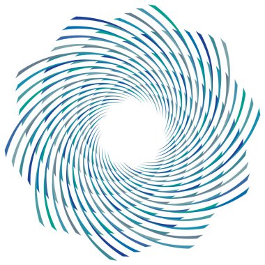 Soyut spiral, büküm. Radyal girdap, kıvrımlı, dalgalı çizgiler elemanı. Dairesel, eşmerkezli döngü deseni. Dön, girdap tasarımı. Kasırga, girdap illüstrasyon