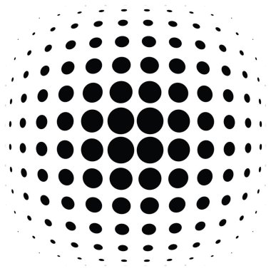 Yarım tonlu nokta, daire, noktalı eleman. Küre, küre veya küre distorsiyon benekli. Diffüz radyal, yayılan şişkinlik, şişkinlik çözgü. Polka-nokta şişirmek tasarım. Dairesel geometrik desen, soyut daireler