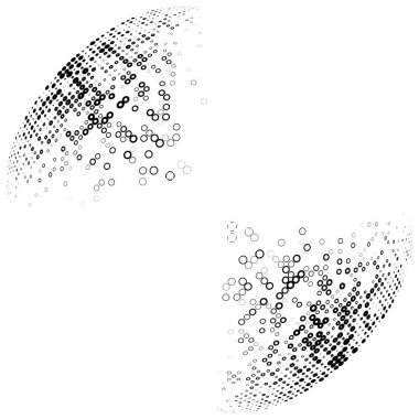 Yarım tonlu nokta. Noktalı, daireler desen. Küre, küre veya küre distorsiyon benekli. Diffüz radyal, yayılan şişkinlik, şişkinlik çözgü. Polka-nokta şişirmek tasarım. Soyut daireler dairesel geometrik desen