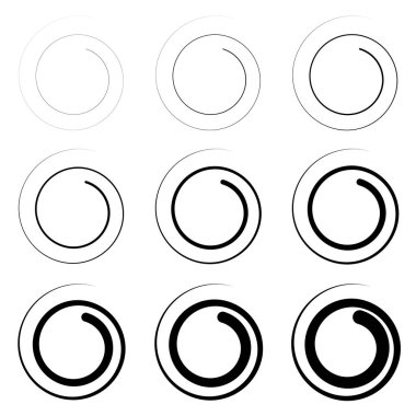 Soyut spiral, büküm. Radyal girdap, kıvrımlı, dalgalı çizgiler elemanı. Dairesel, eşmerkezli döngü deseni. Dön, girdap tasarımı. Kasırga, girdap illüstrasyon