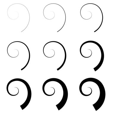 Soyut spiral, büküm. Radyal girdap, kıvrımlı, dalgalı çizgiler elemanı. Dairesel, eşmerkezli döngü deseni. Dön, girdap tasarımı. Kasırga, girdap illüstrasyon