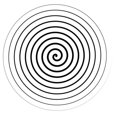 Soyut spiral, büküm. Radyal girdap, kıvrımlı, dalgalı çizgiler elemanı. Dairesel, eşmerkezli döngü deseni. Dön, girdap tasarımı. Kasırga, girdap illüstrasyon