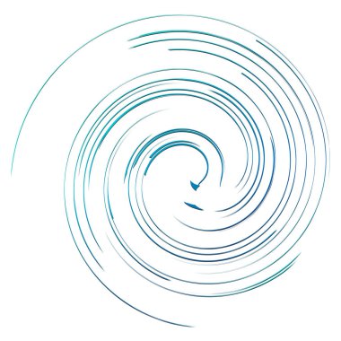 Soyut spiral, büküm. Radyal girdap, kıvrımlı, dalgalı çizgiler elemanı. Dairesel, eşmerkezli döngü deseni. Dön, girdap tasarımı. Kasırga, girdap illüstrasyon