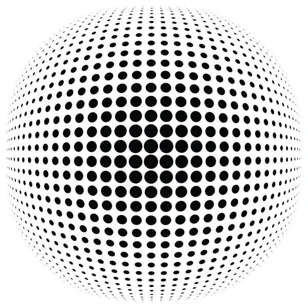 Half Tone Dots Circles Dotted Element Sphere Orb Globe Distortion — Stock Vector