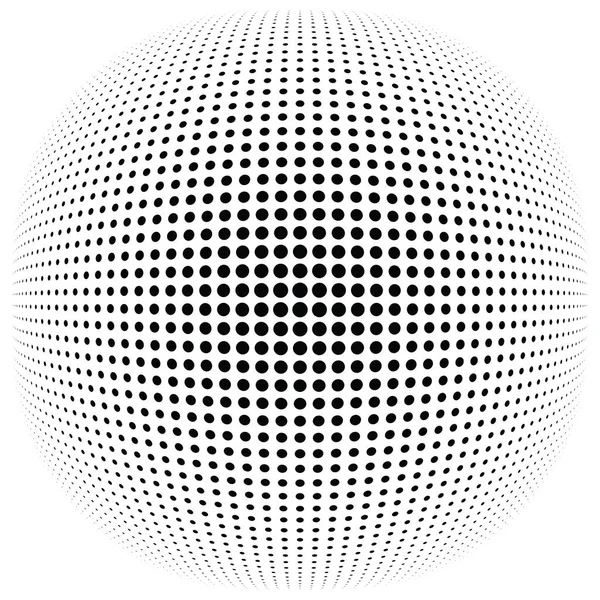 Half Tone Dots Circles Dotted Element Sphere Orb Globe Distortion — Stock Vector