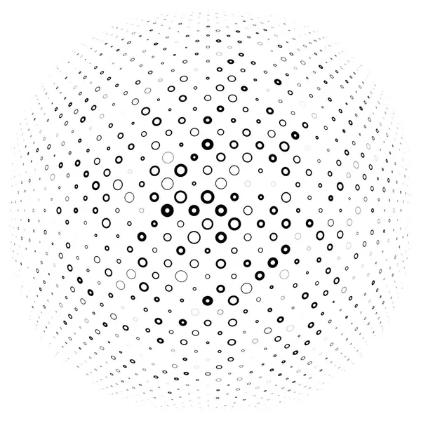 Puntini Mezzitoni Cerchi Elemento Tratteggiato Macchie Distorsione Sfera Sfera Globo — Vettoriale Stock